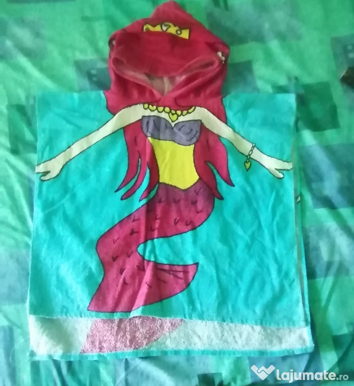 Poncho plajă piscină halat baie fetițe sirenă sirenetta
