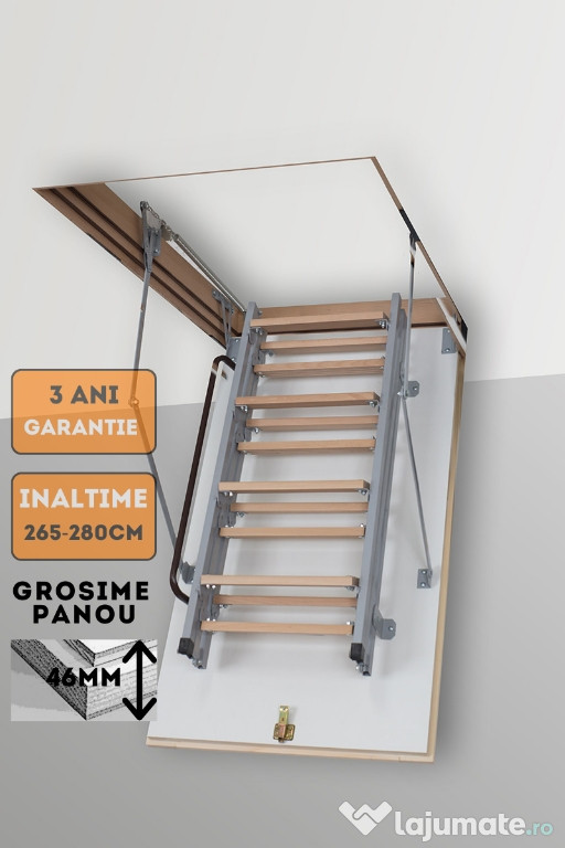 Scara pod/mansarda pliabil din metal 80x70x265