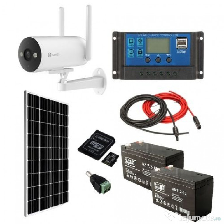 Sistem OFF GRID 340W cu 2 panouri fotovoltaice 170W, acumulator 12V 10