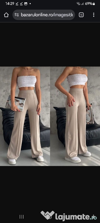Pantaloni largi din modal cu cusutură pe picior