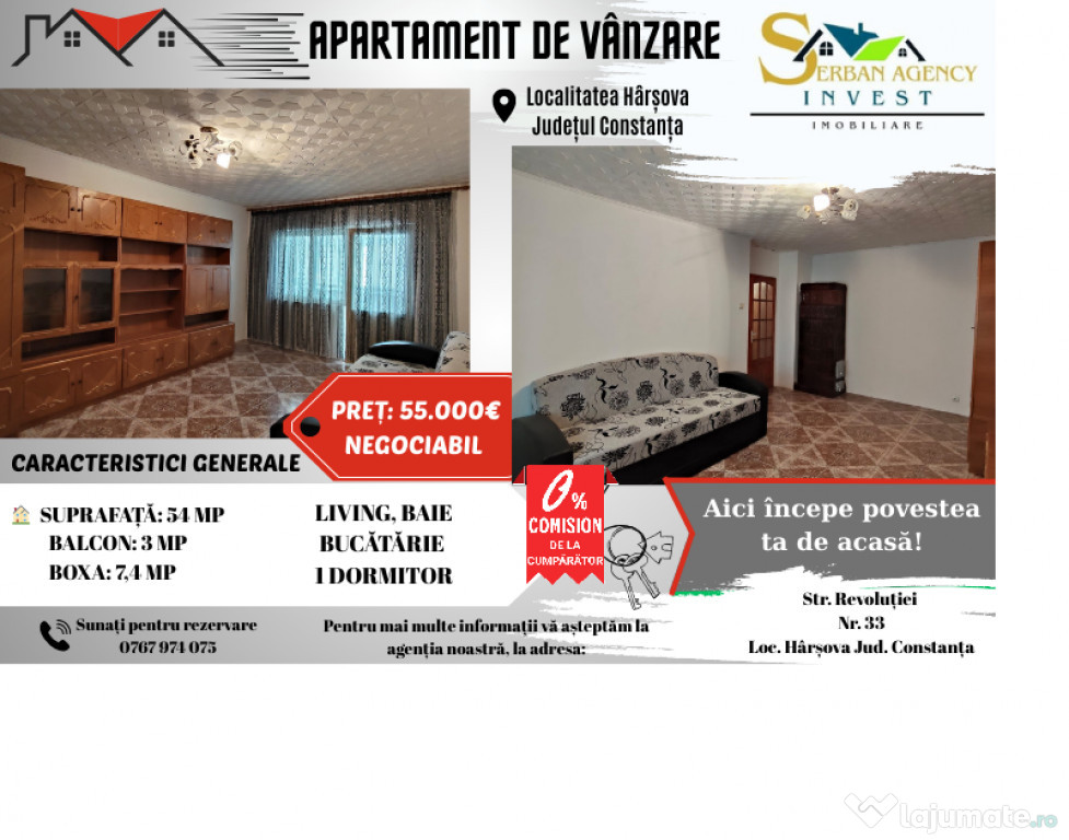 Apartament de vânzare în Hârșova – Mutare imediată, acte la zi!
