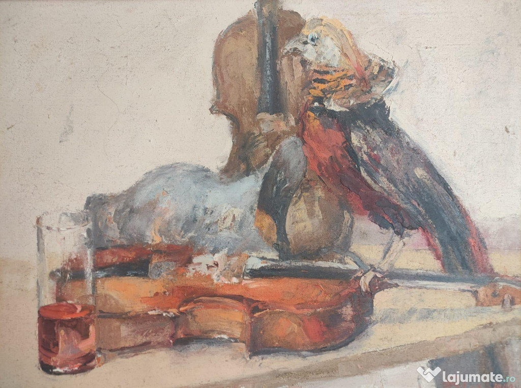 Vând tablou ulei pe pânză, natură statică, pictor Nicolae Blei
