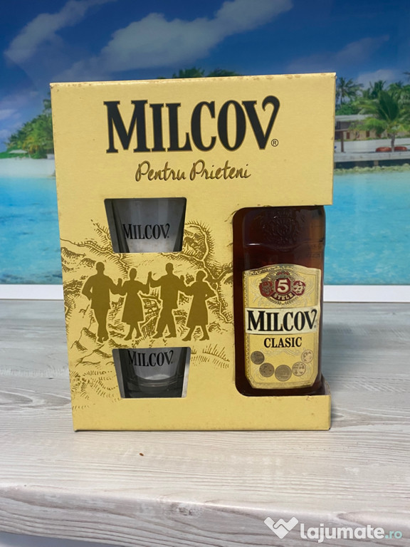 ZAREA CONIAC MILCOV 5 *, 0.5 L, alc 28 %, pachet cu 2 pahare