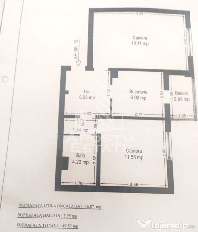 Apartament cu 2 camere, decomandat, etajul 2, zona Soarelui