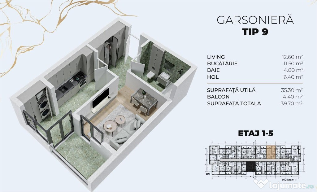 Garsoniera decomandata la Metrou Berceni