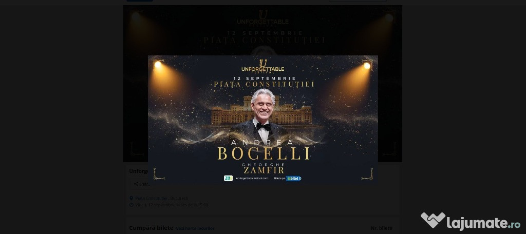 2 bilete concert Andrea Bocelli