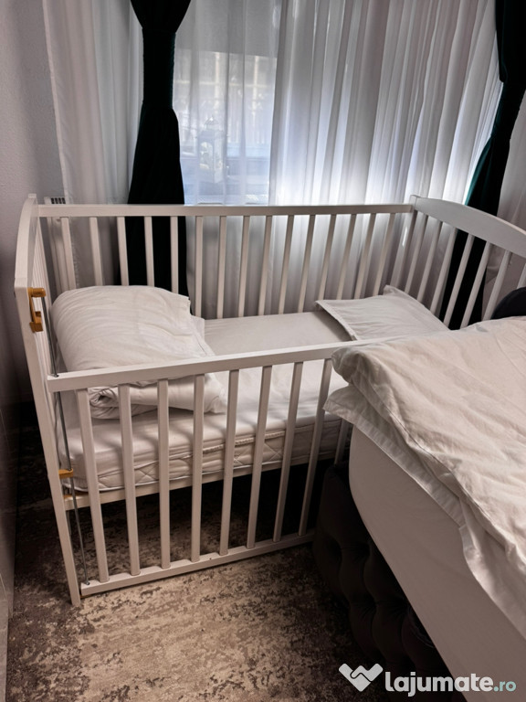 Pătuț bebe lemn alb