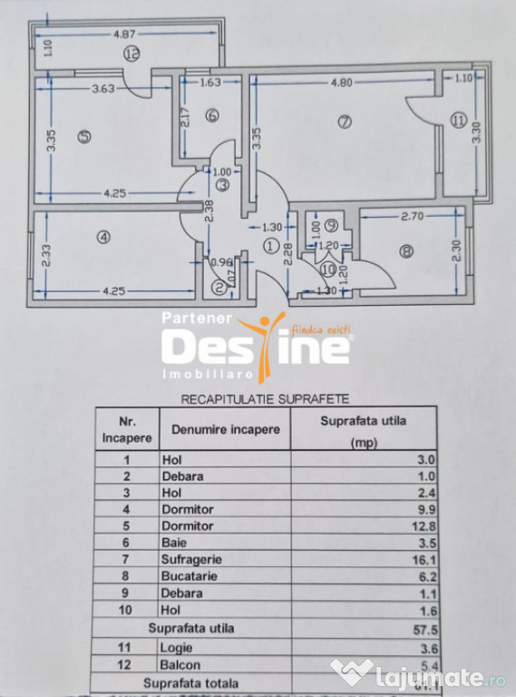 Pașcani – Apartament 3 camere, 61mp, ultracentral, zona D