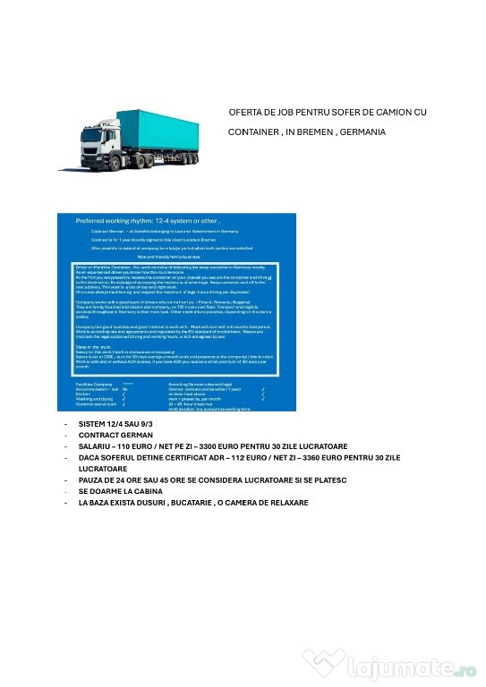 Angajam soferi camion pentru Germania,Belgia si olanda