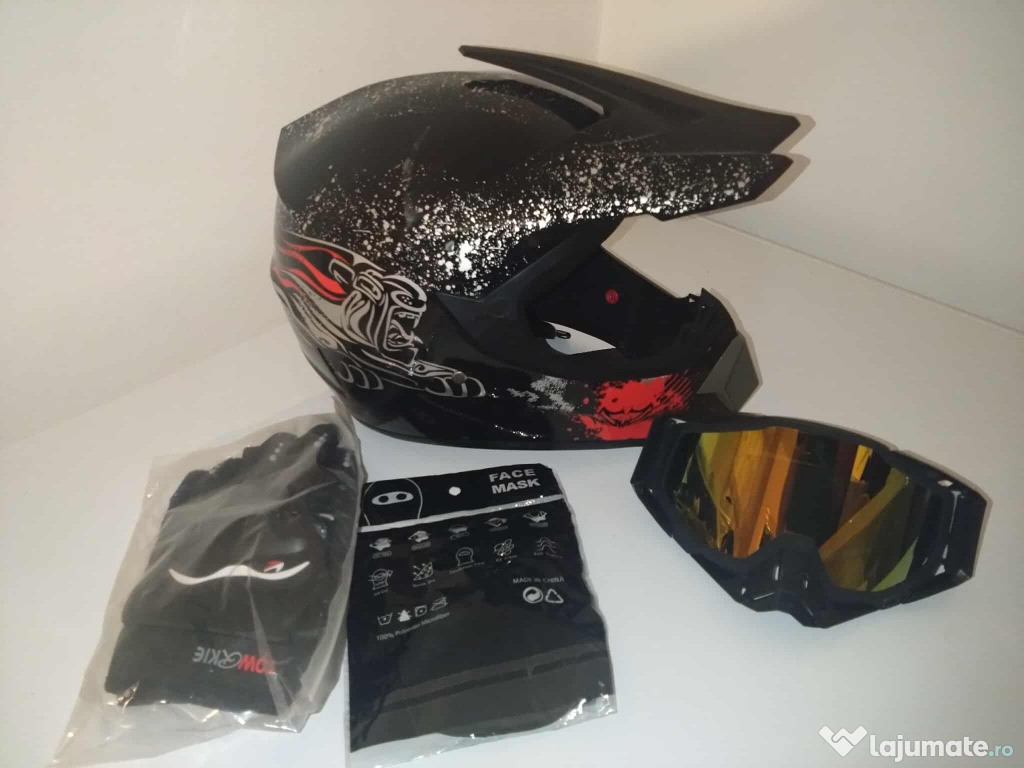 Set casca enduro+Ochelari+Manusi+Cagula modele diverse