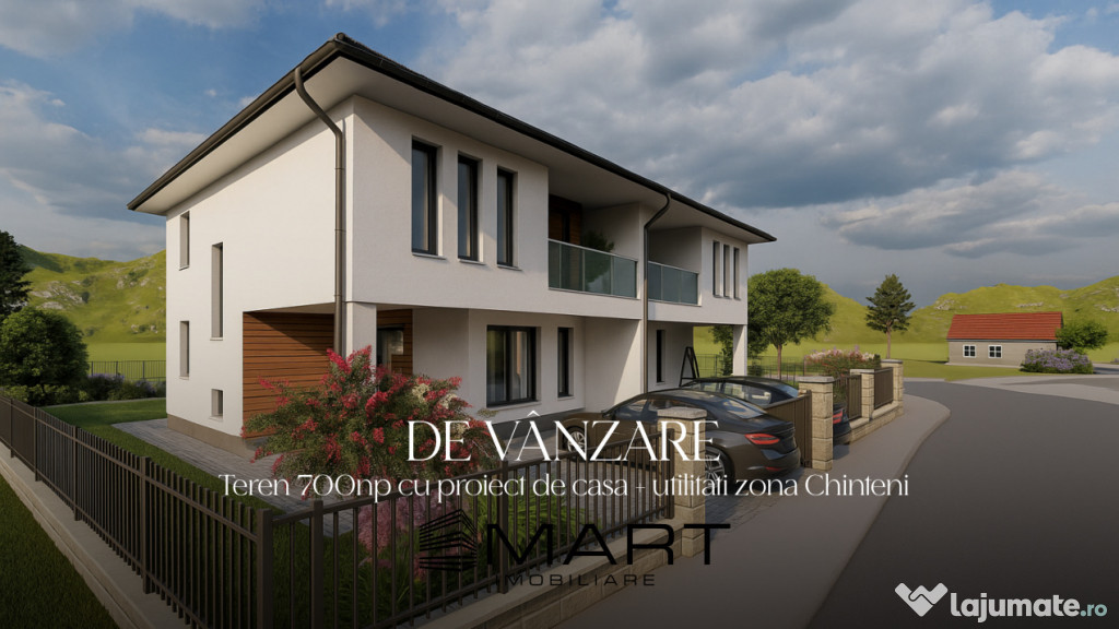 Teren 700 mp, cu autorizatie de constructie + utilitati în