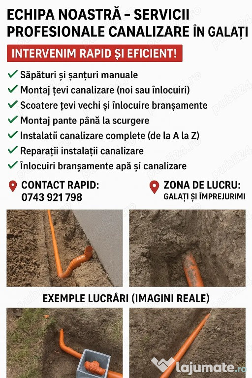 Facem in Galati santuri pentru canalizari apa wc Rapid.