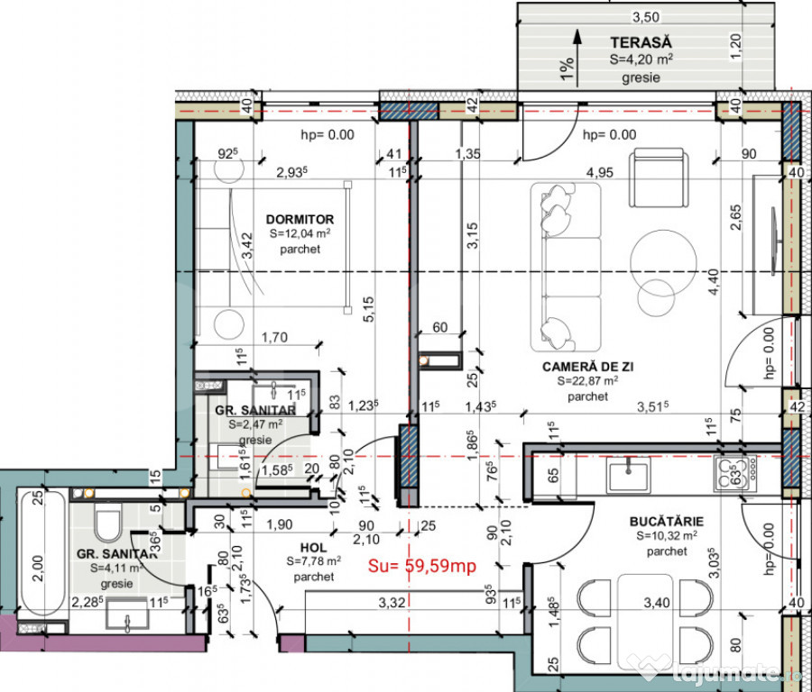 Apartament 3 camere, 2 bai, 2 balcoane, 0 comision, TERRA Oa