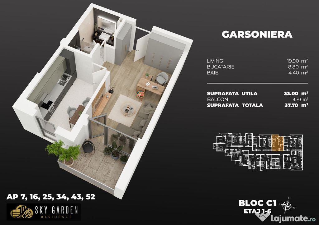 Garsoniera dec 3min metrou Berceni