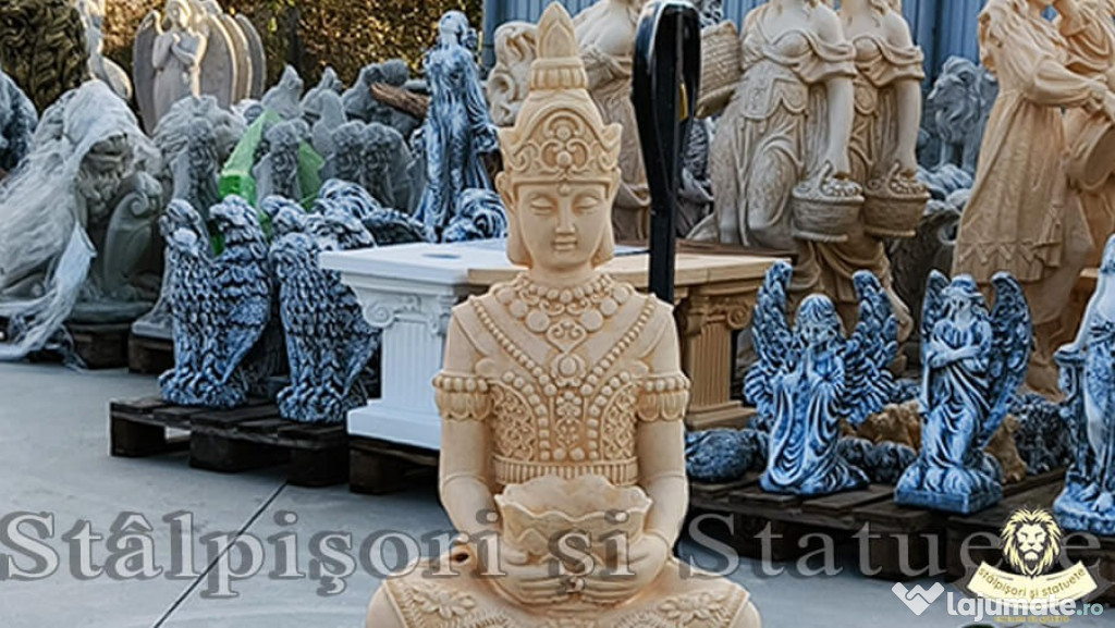 Statuetă Buddha Kwan Yin, galben antichizat, model S8 (2).