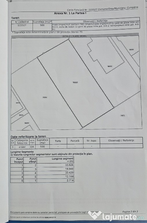 Teren intravilan 500mp Cumpănă, pozitie foarte buna
