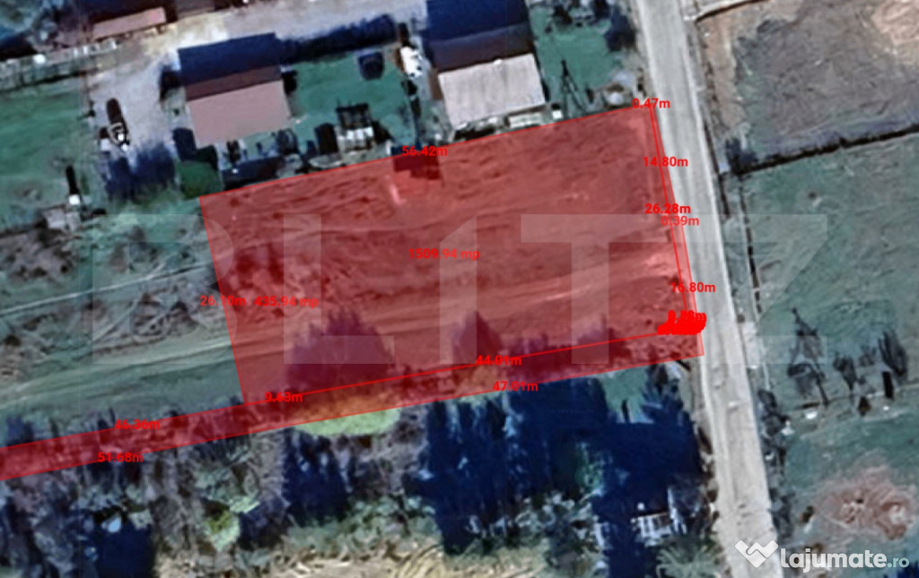 Teren intravilan 1500mp, front 26m, in autorizare locuinte