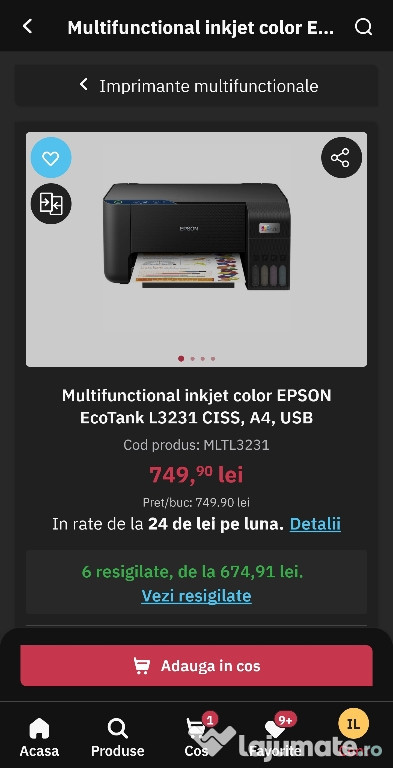 Vând imprimantă Epson L3231 nouă