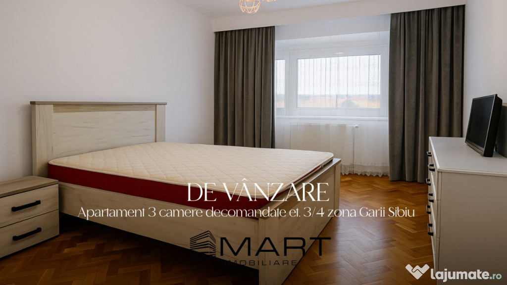 Apartament 3 camere decomandate et. 3/4 zona Garii