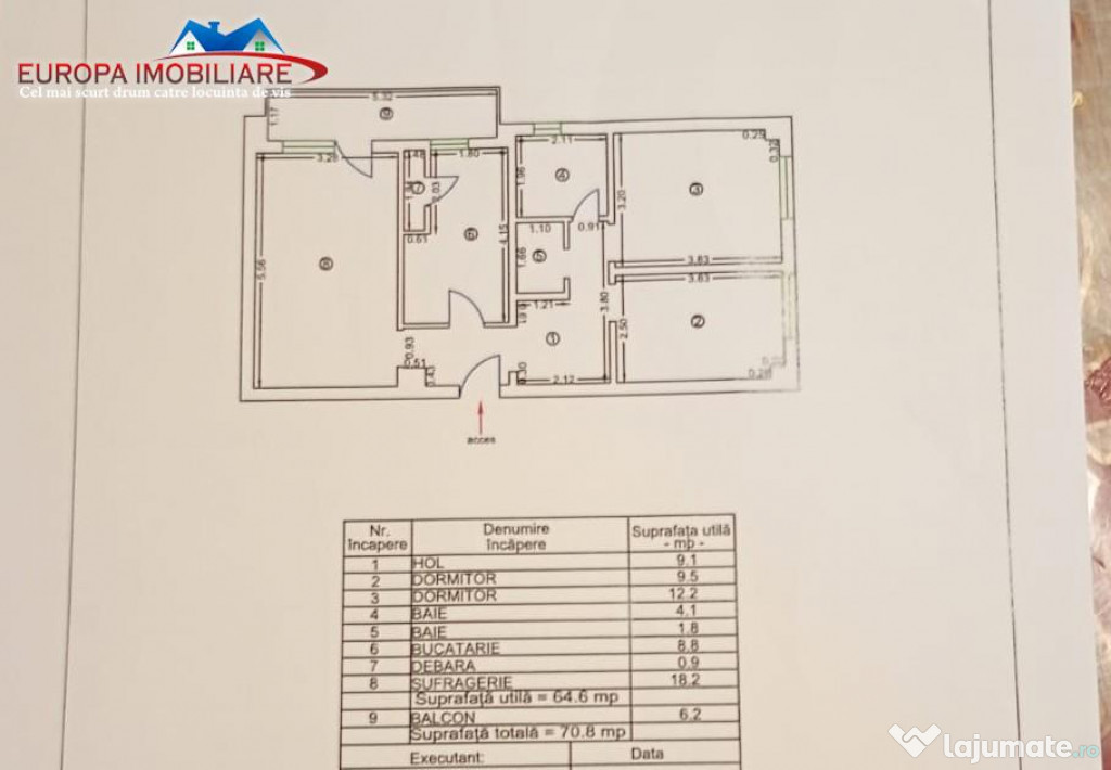 Apartament 3 camere de zona E3 -Tulcea
