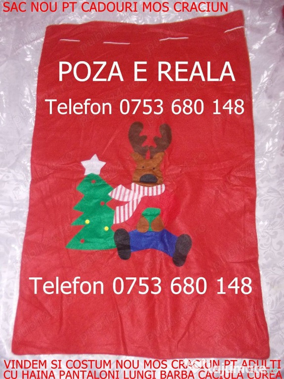 Sac daruri Mos Craciun Costum MOS CRĂCIUN adult barba haina pantaloni