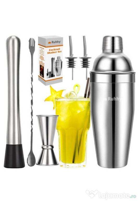 Set bar pentru cocktailuri Ruhhy, 6 piese, otel inoxidabil