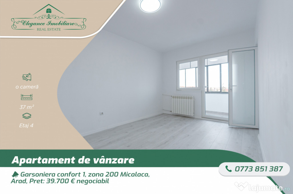Garsoniera confort 1, zona 200 Micalaca, Arad