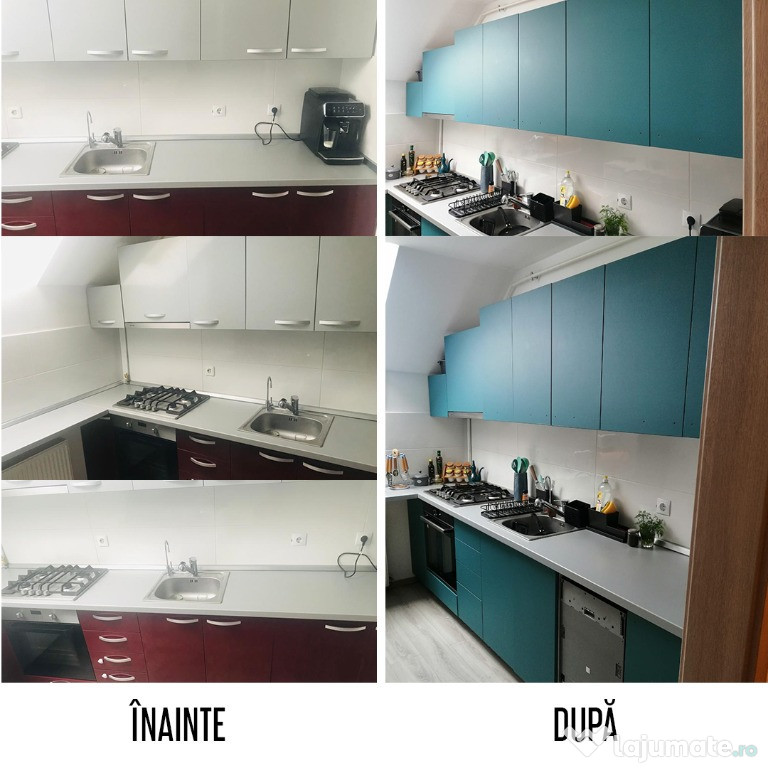 Înfoliere mobilă bucătărie, uși, dulap - imitații de lemn, marmură etc