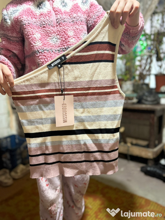 Top tricotat fără mîneci Missguided cu dungi mărimea M