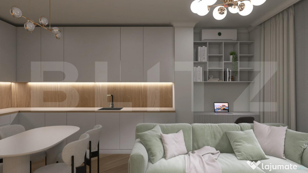 Apartament nou modern, 2 camere, centrala pe gaz si panouri