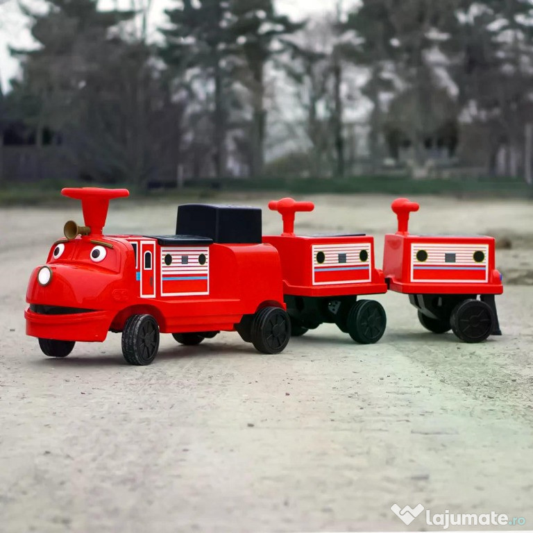 Trenulet electric CHUGGINGTON cu 2 vagoane, pt. 4 copii, 4x45W 12V RED