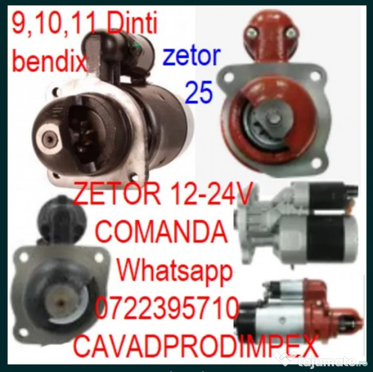 Electromotor tractor Zetor 9,10,11 dinti la bendix 12-24Volti
