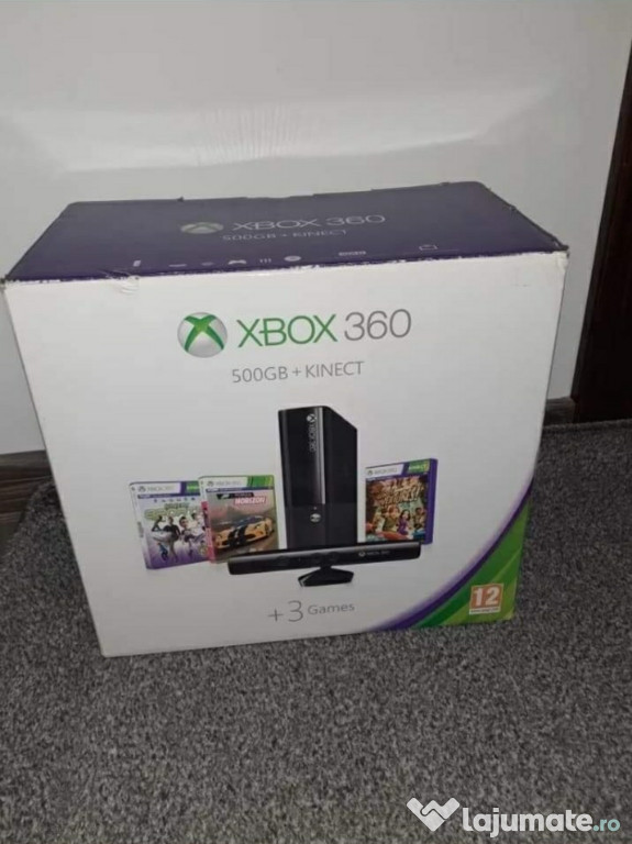 Xbox360e stare buna +doua jocuri si doua manete