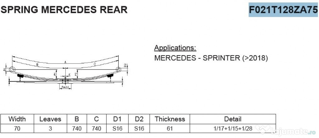 Arc cu 3 foi heavy duty Mercedes Sprinter 2018 - prezent