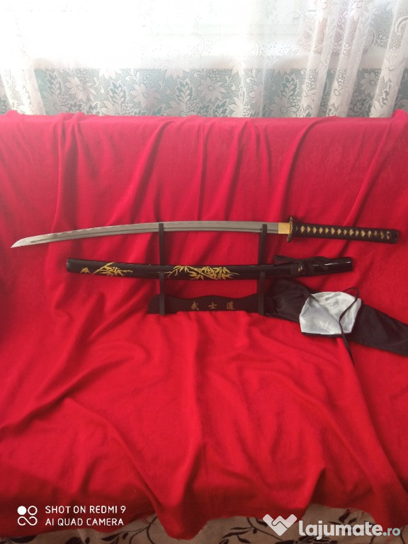 Katana sabie Reala,otel carbon certificat,samurai,deosebita