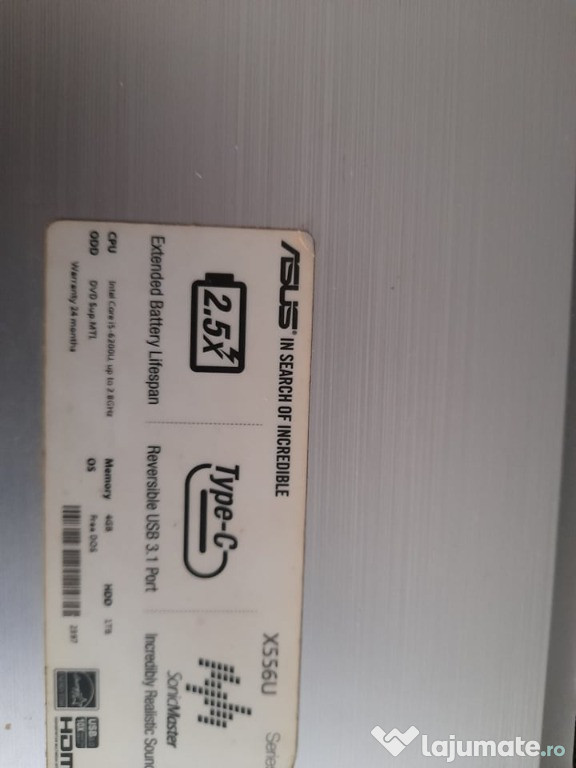 Laptop ASUS 15.6'' Vivobook X556UQ, HD,