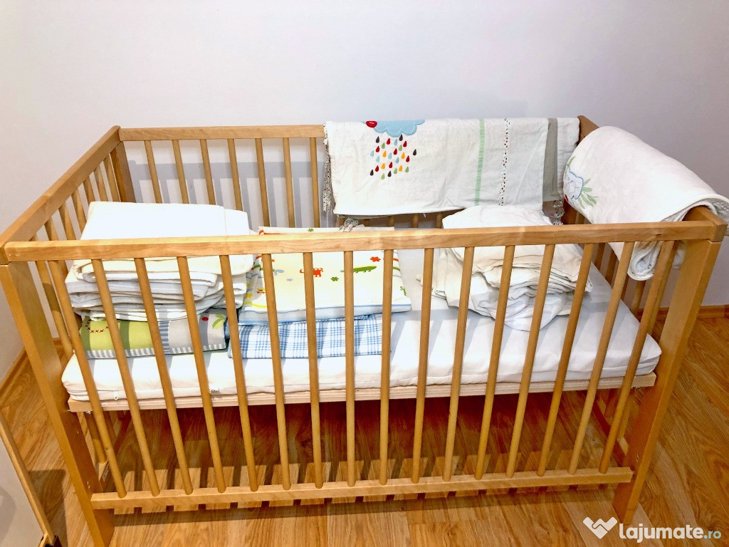 Pătuț pentru bebeluș IKEA SNIGLAR cu saltea și accesorii