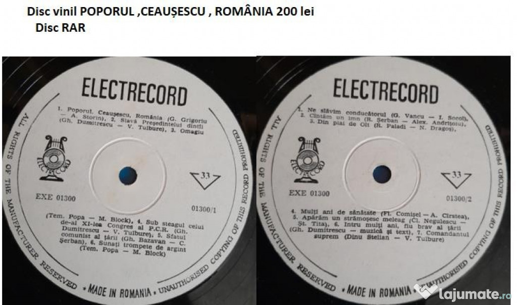 Disc vinil RAR ! Poporul , Ceaușescu, România 1978