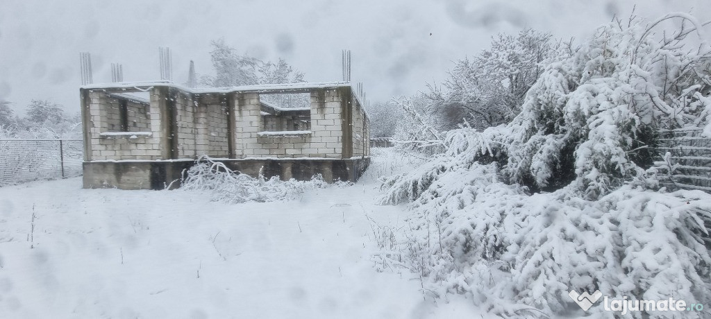 Teren 1300 mp si casa in constructie, Teisori, Giurgiu