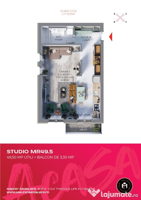 Apartament Studio 1 cam 49,5 mp Maurer Residence Sighisoara