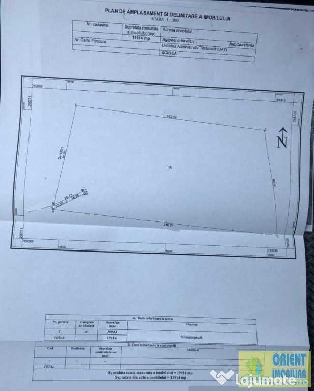 Lazu, Agigea, teren intravilan, 19.914mp, vanzari