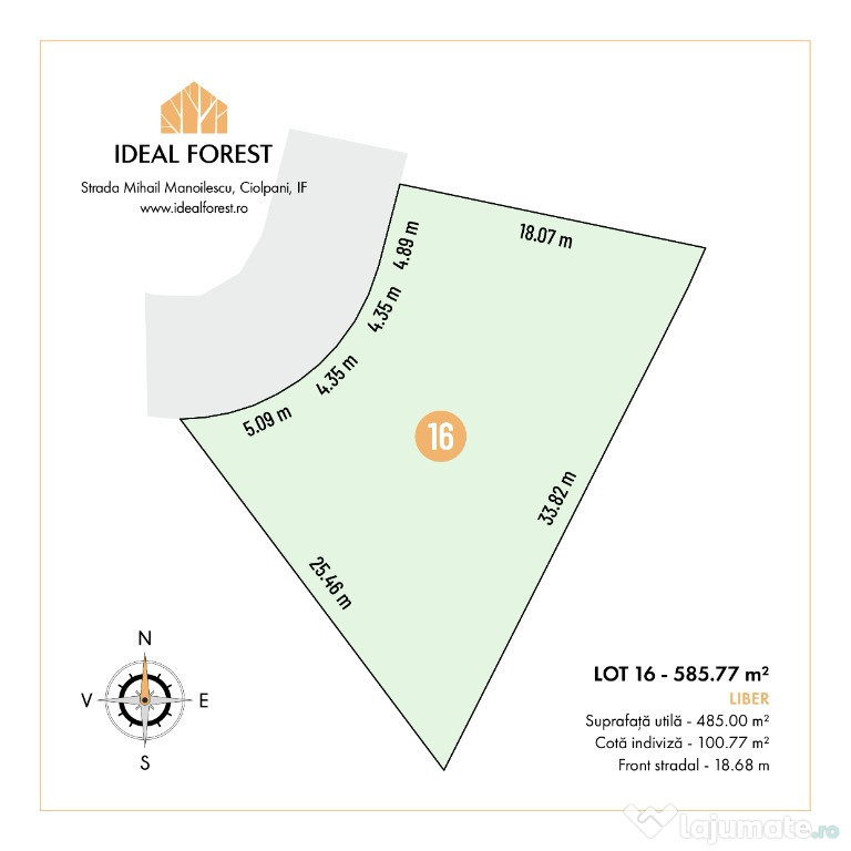 Ideal Forest - VINDEM LOT 16 - 585.77 m2-deschidere Padurea Snagov