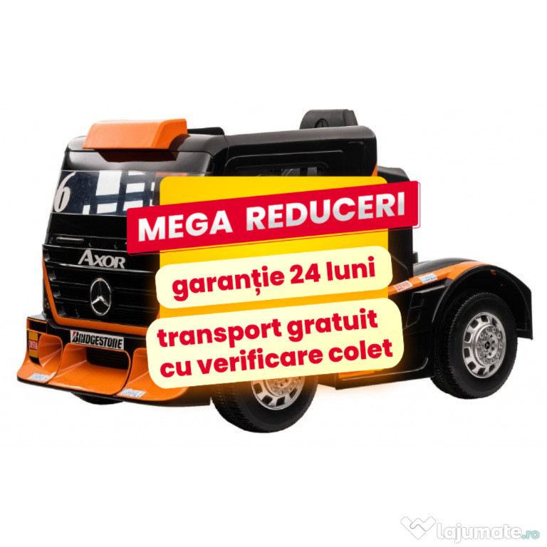 Camion Electric Pentru Copii 1-6 Ani Mercedes Axor Cu Roti Moi Orange