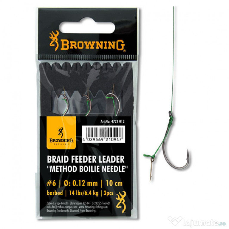 Carlige Legate Browning Braid Feeder Leader Method Boilie Needle Nr.8
