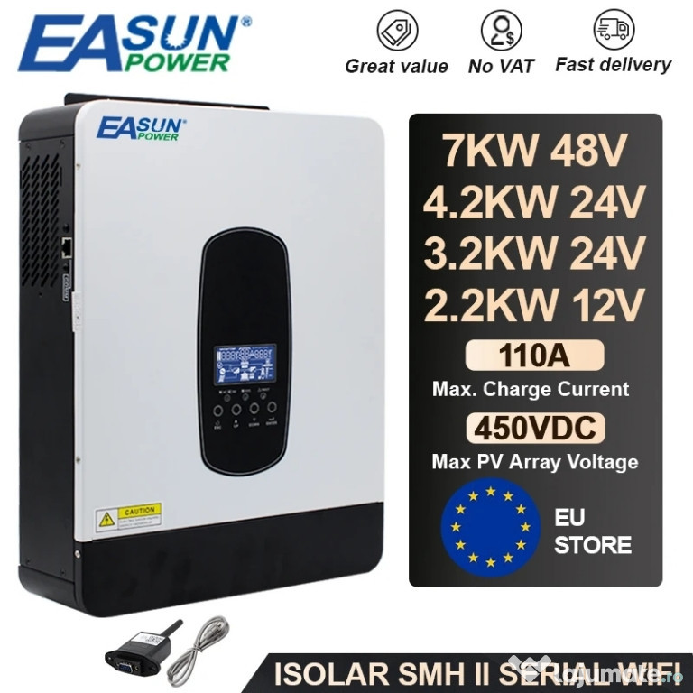 Inversor solar Easun 48v 7kw cu wifi