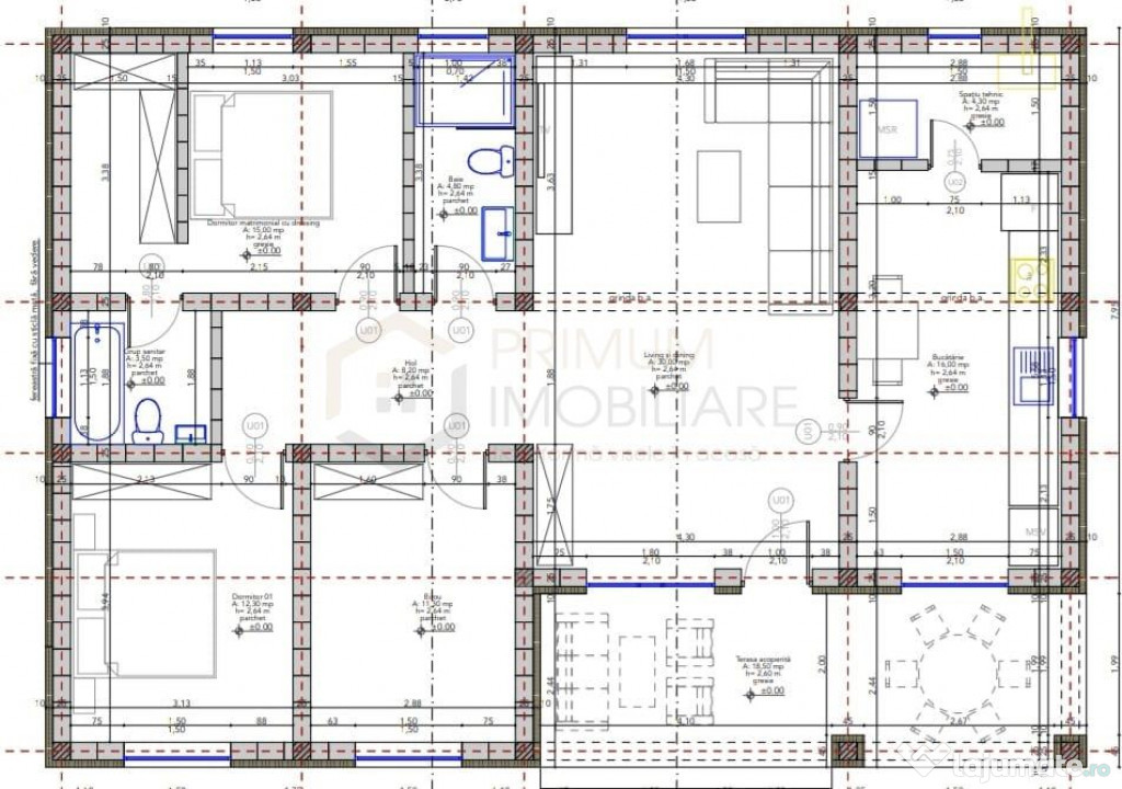 CASA INDIVIDUALA SUPERBA - compartimentare excelenta - teren