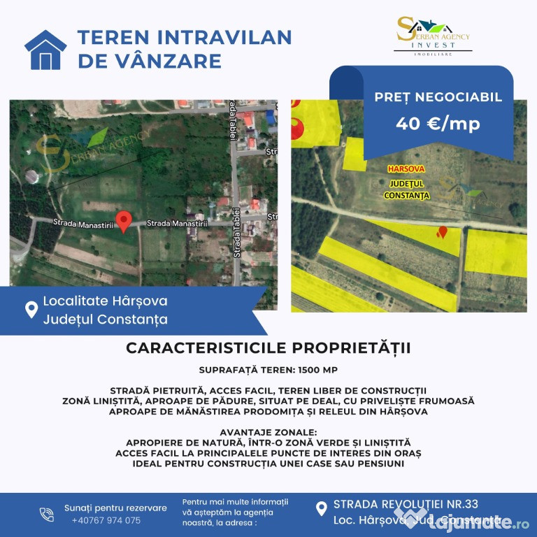 Oportunitate Teren Intravilan – 1500 mp în Hârșova