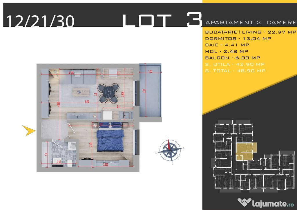 STUDIOU BLOC P+3, PALLADY // METROU N. TECLU. COMISION 0%!