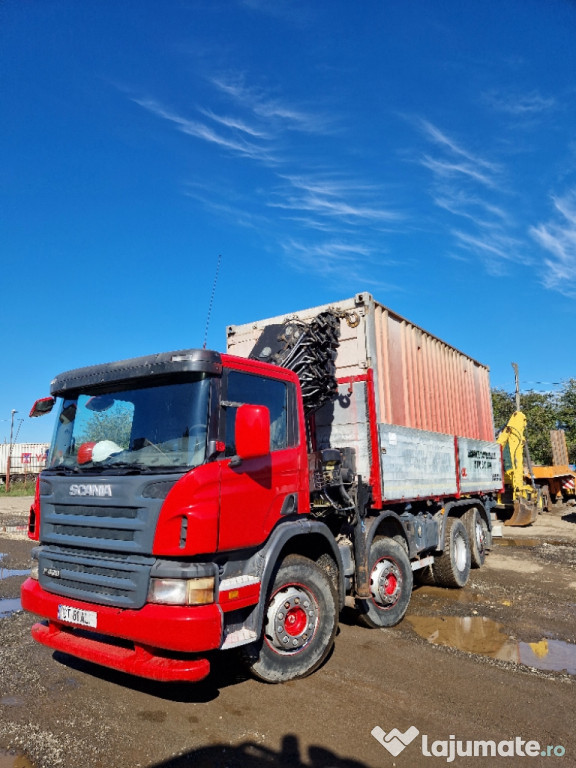 Scania 420 cu macara 24 m Hiab XS-8 cu radio comanda