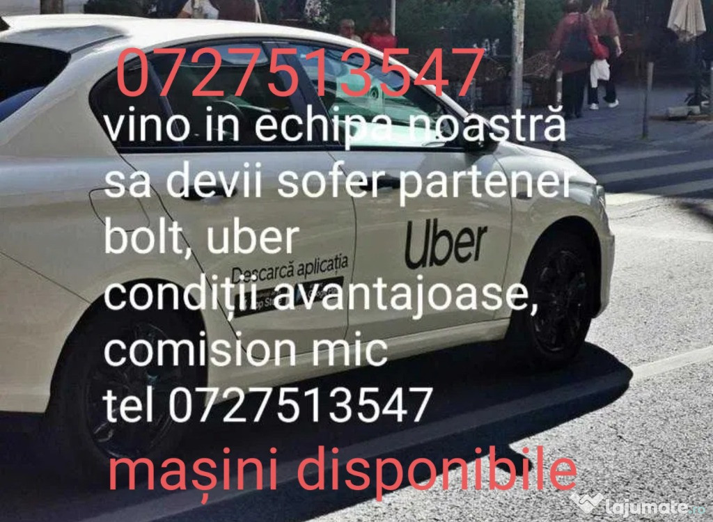 Angajăm șoferi bolt, uber cu atestat